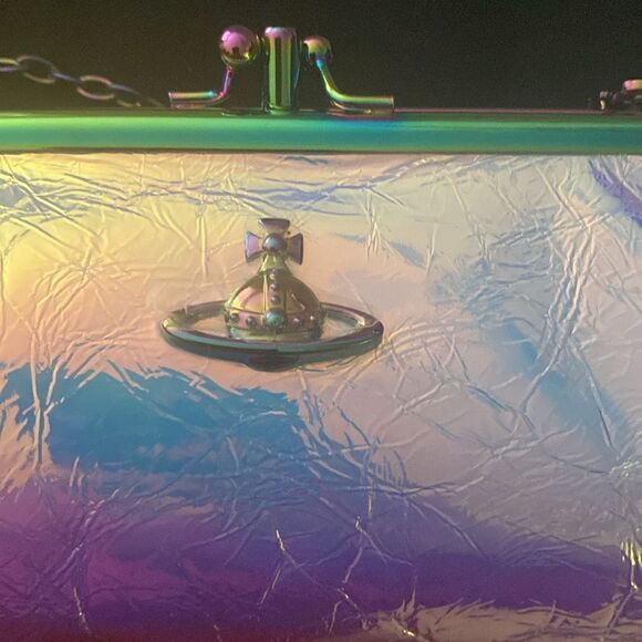 NWT Vivienne Westwood Archive Orb Double Frame Iridescent Pink Crossbody Purse - Picture 10 of 14